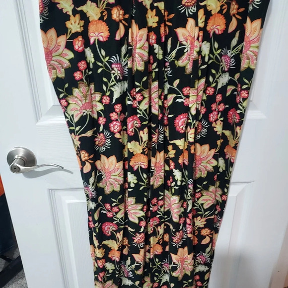 J Jill Black Short Sleeve Floral Bottton Maxi Dress in Size XL Petite - Picture 9 of 11
